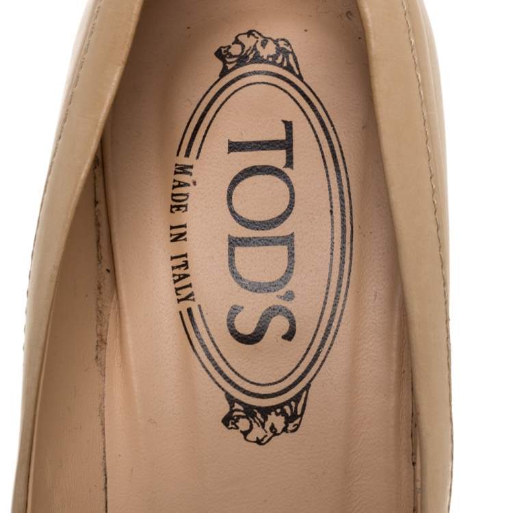 Pre Owned Tod's Cream Leather Tassel Fringe Detail Pumps Size 38