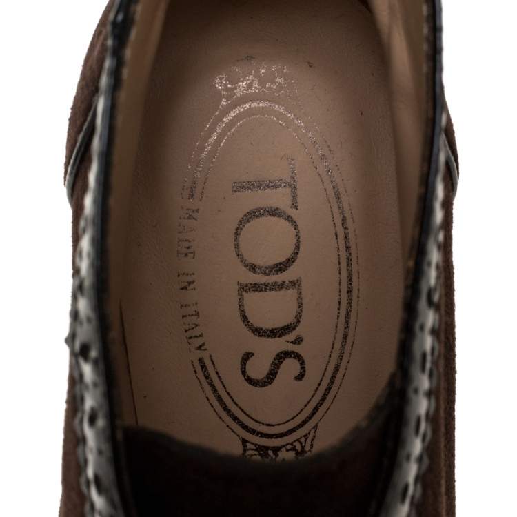 Pre Owned Tod's Brown Suede Leather Lace Up Ankle Booties Size 37