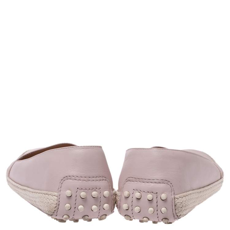Pre Owned Tod's Pink Leather Espadrille Loafers Size 40