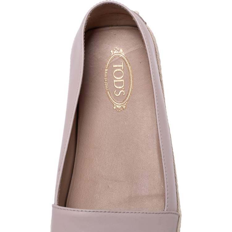 Pre Owned Tod's Pink Leather Espadrille Loafers Size 40