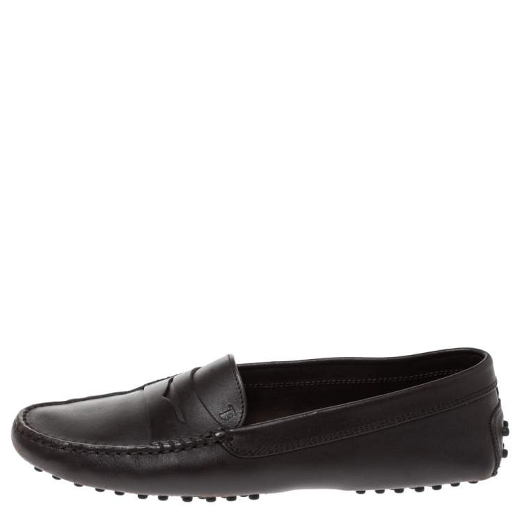 Pre Owned Tod's Brown Leather Penny Slip On Loafers Size 39.5