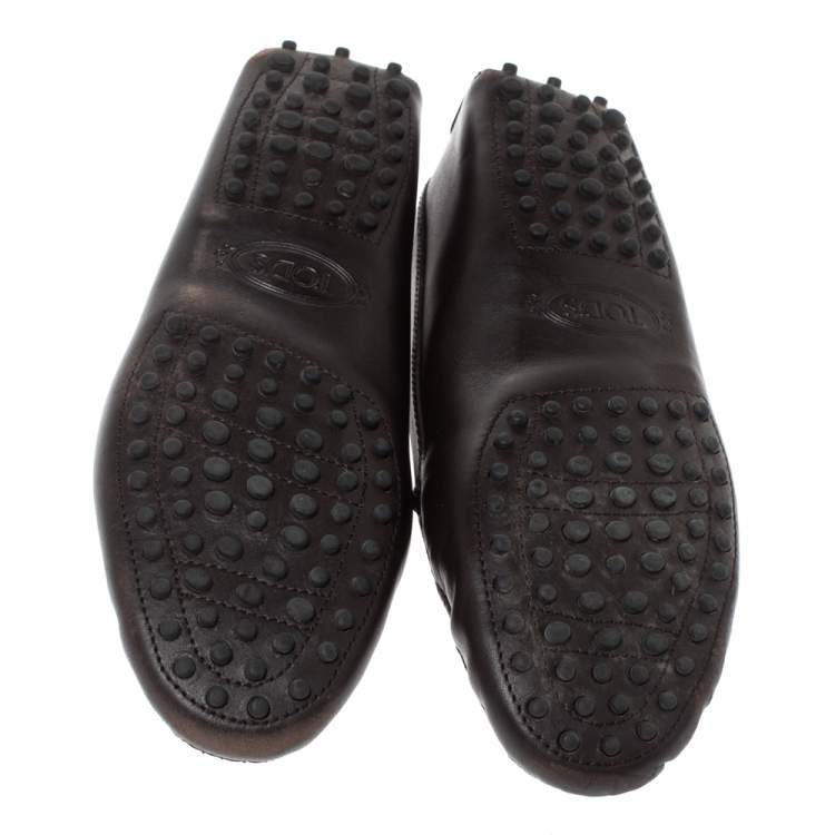 Pre Owned Tod's Brown Leather Penny Slip On Loafers Size 39.5