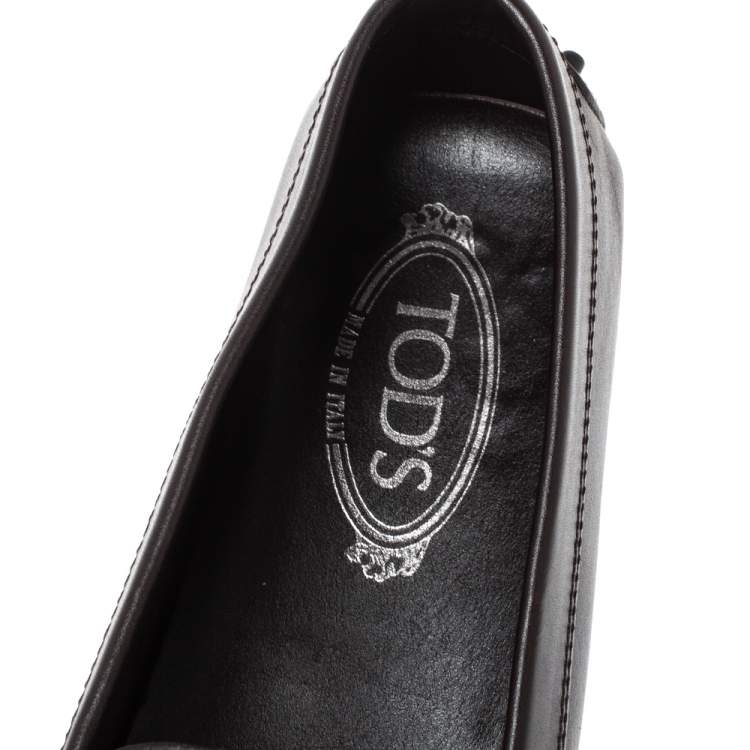 Pre Owned Tod's Brown Leather Penny Slip On Loafers Size 39.5