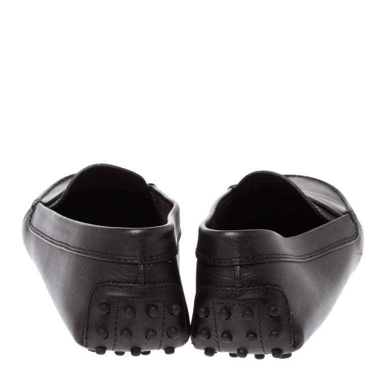 Pre Owned Tod's Brown Leather Penny Slip On Loafers Size 39.5