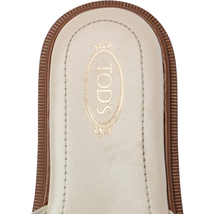 Pre Owned Tod's Multicolor Leather Fringe And Tassel Platform Slide Sandals Size 37.5