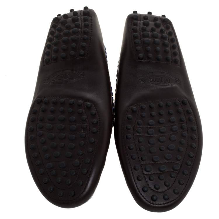 Pre Owned Tod's Brown Leather Whip Stitch Trim Detail Penny Loafers Size 38.5