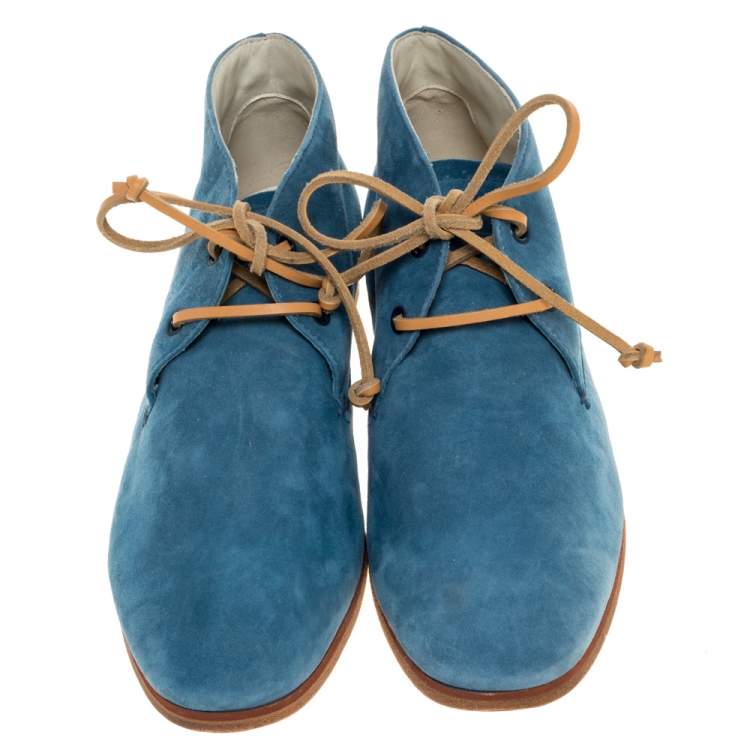 Pre Owned Tod's Blue Suede Desert Ankle Boots Size 39
