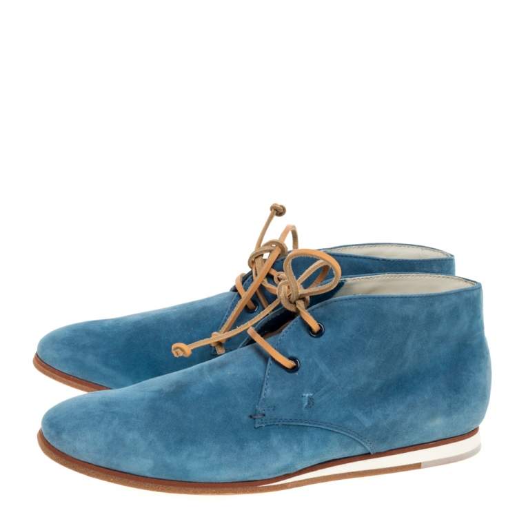 Pre Owned Tod's Blue Suede Desert Ankle Boots Size 39