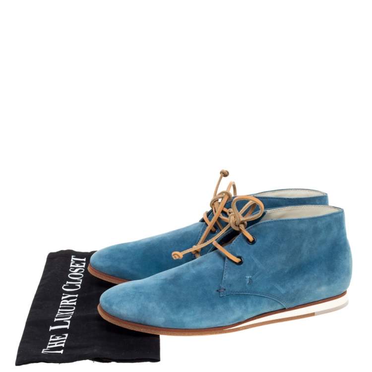 Pre Owned Tod's Blue Suede Desert Ankle Boots Size 39