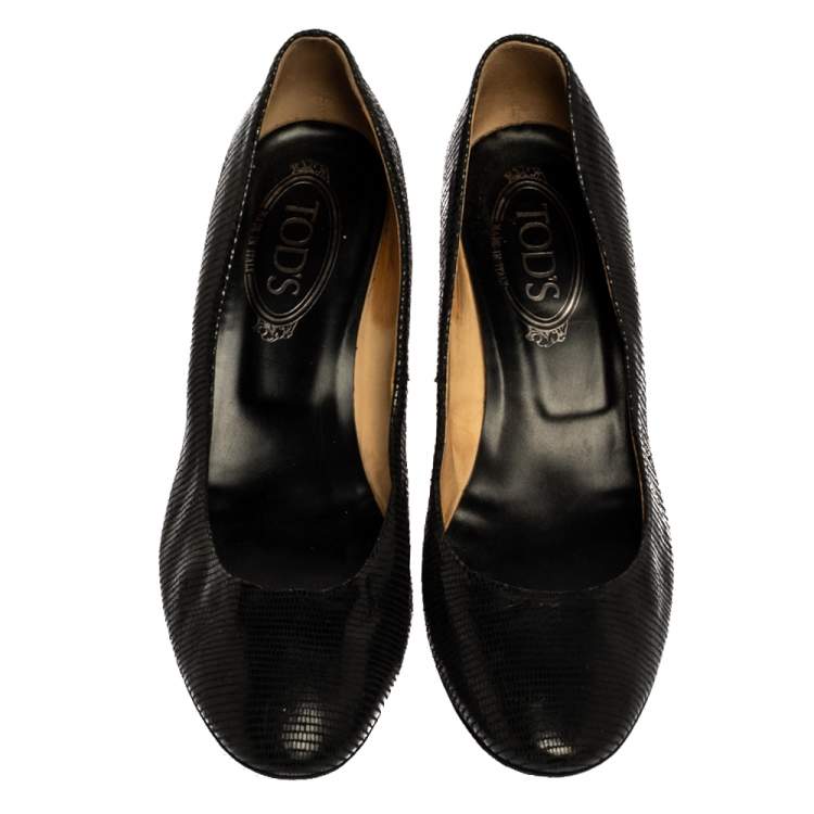 Pre Owned Tod's Black Leather Pumps Size 38.5