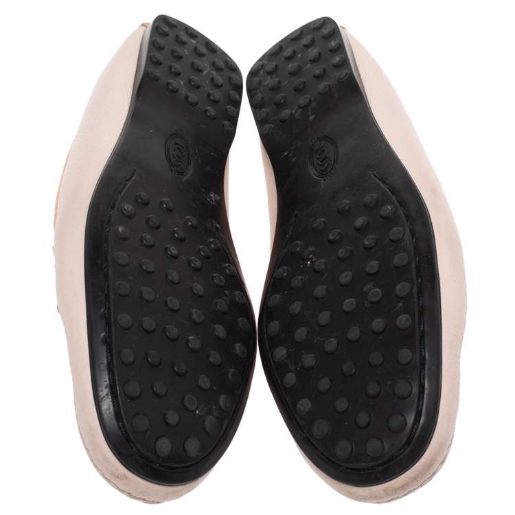 Pre Owned Tod's Pink Leather Penny Loafers Size 35.5
