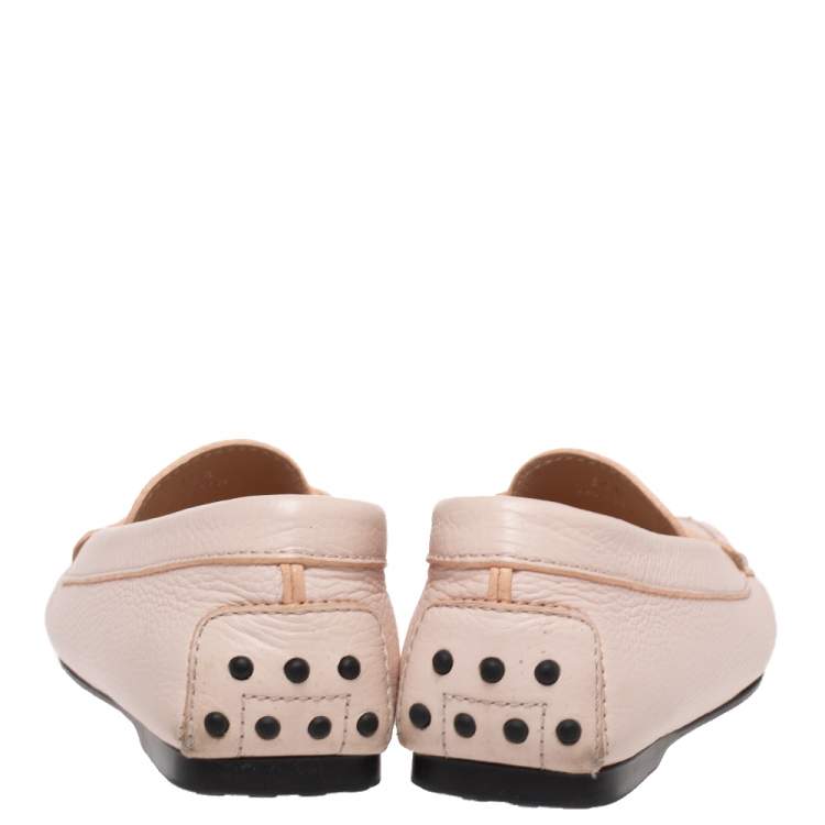 Pre Owned Tod's Pink Leather Penny Loafers Size 35.5