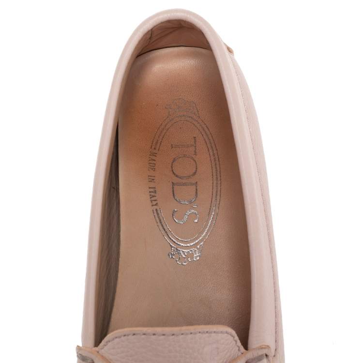 Pre Owned Tod's Pink Leather Penny Loafers Size 35.5