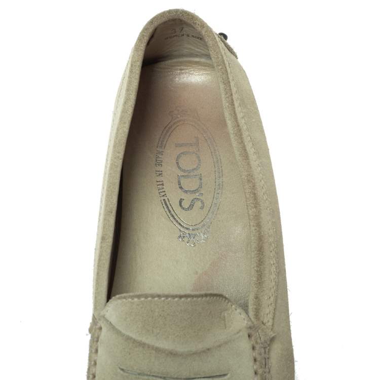 Pre Owned Tod's Grey Suede Penny Loafers Size 37