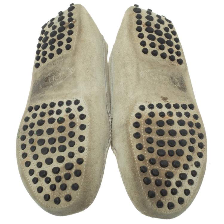 Pre Owned Tod's Grey Suede Penny Loafers Size 37