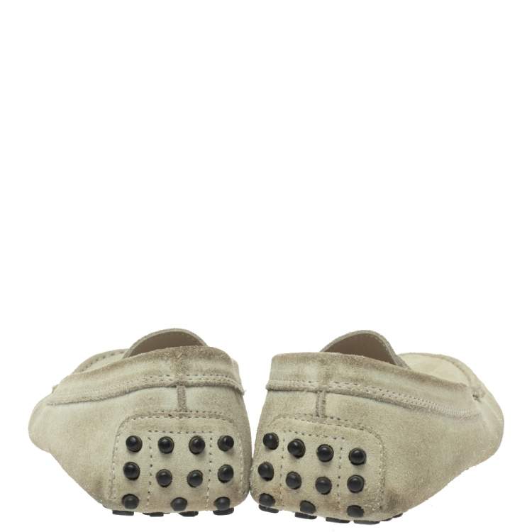 Pre Owned Tod's Grey Suede Penny Loafers Size 37