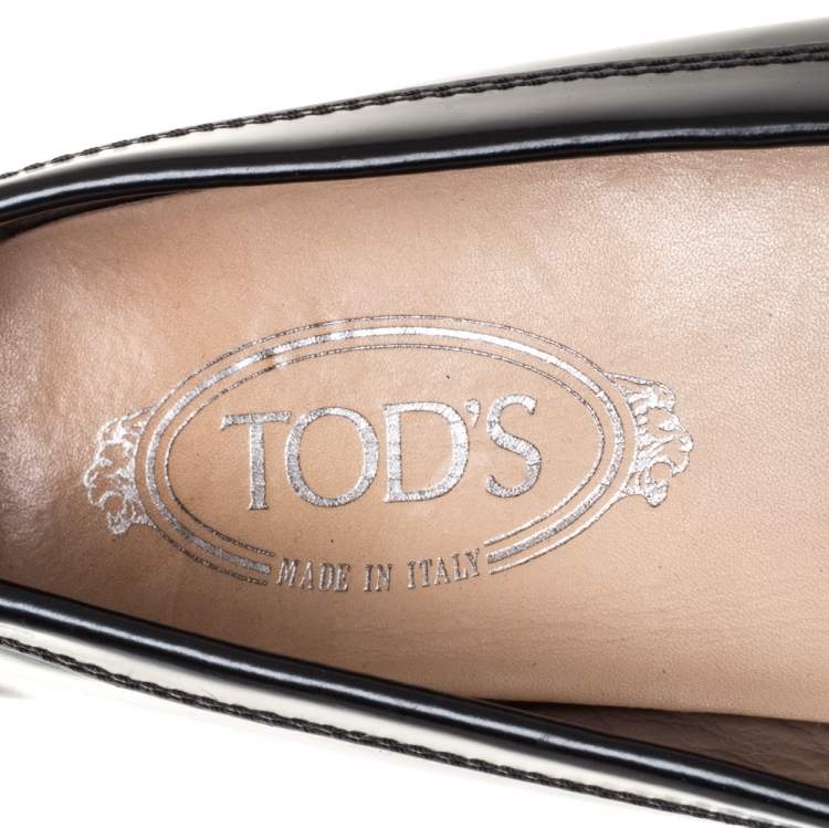 Pre Owned Tod's Black Leather Embellished Driving Slip On Loafers Size 37