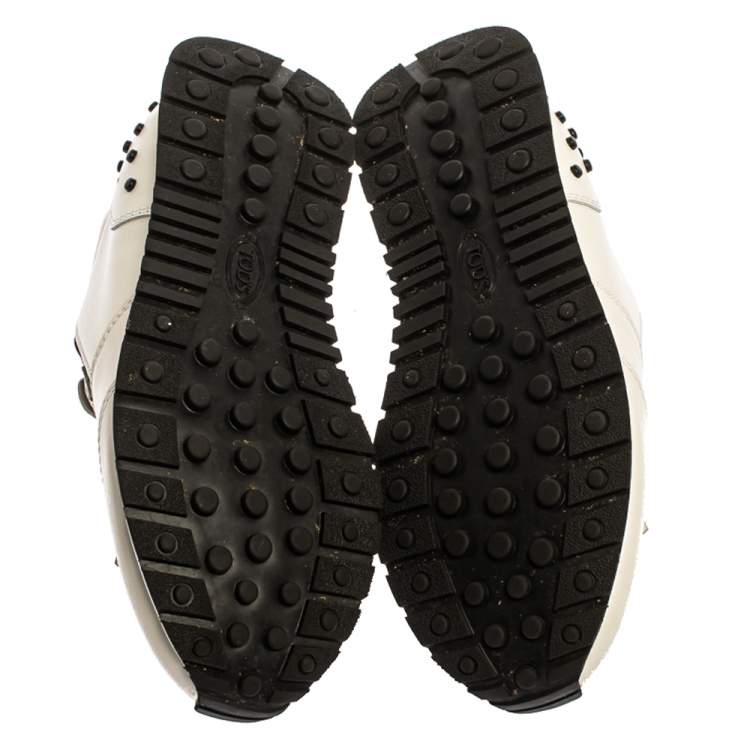 Pre Owned Tod's White Leather Fringe Detail Low Top Sneakers Size 37