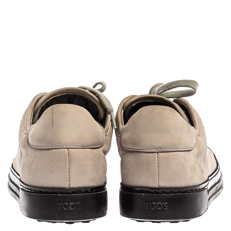 Pre Owned Tod's Grey Nubuck Low Top Lace Sneakers Size 37.5
