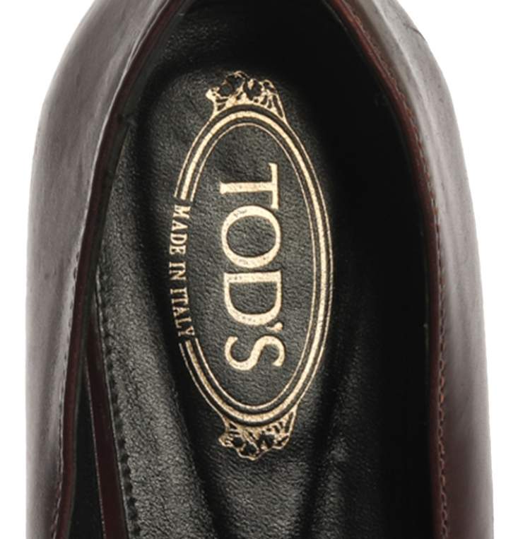 Pre Owned Tod's Brown Leather Cap Toe Buckle Ballet Flats Size 38