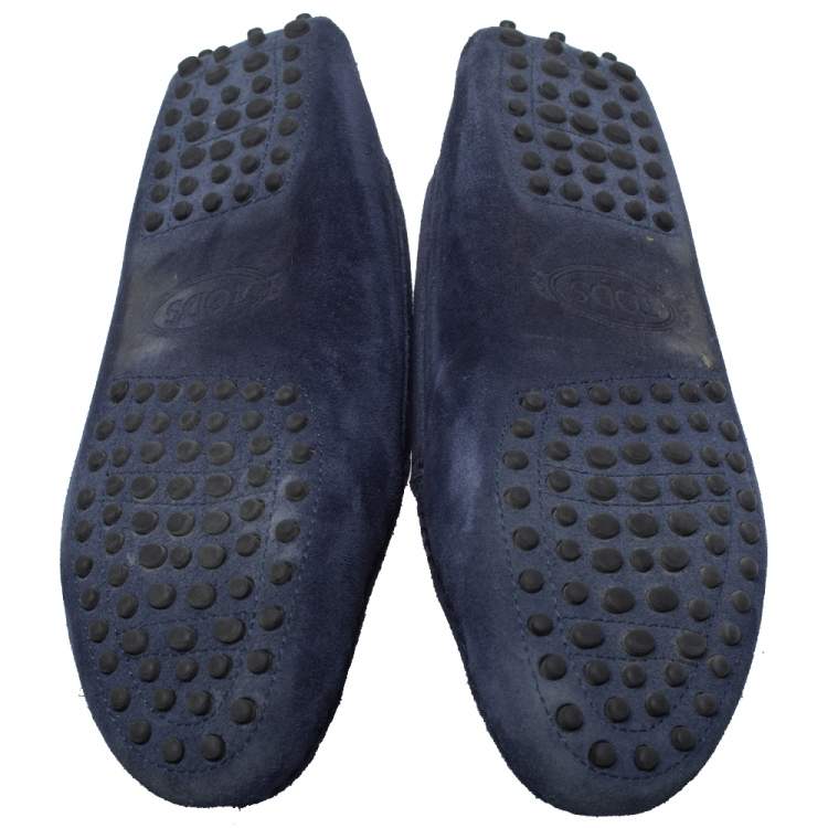 Pre Owned Tod's Blue Suede Leather Penny Slip On Loafers Size 37