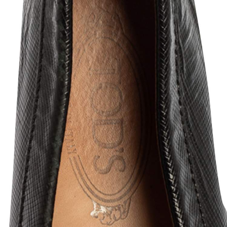 Pre Owned Tod's Black Textured Leather Penny Loafers Size 41
