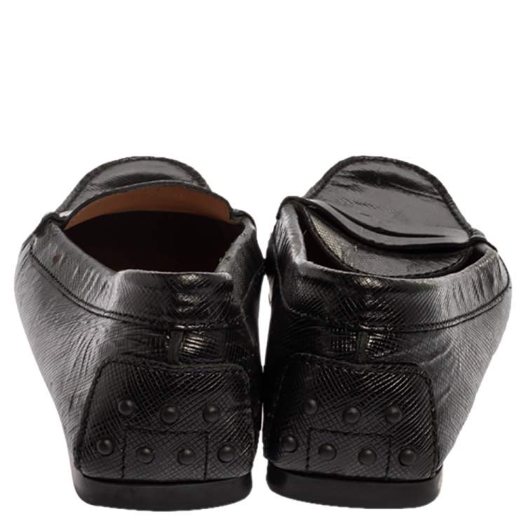 Pre Owned Tod's Black Textured Leather Penny Loafers Size 41