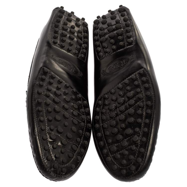 Pre Owned Tod's Black Leather Crystal Embellished Gommino Loafers Size 39