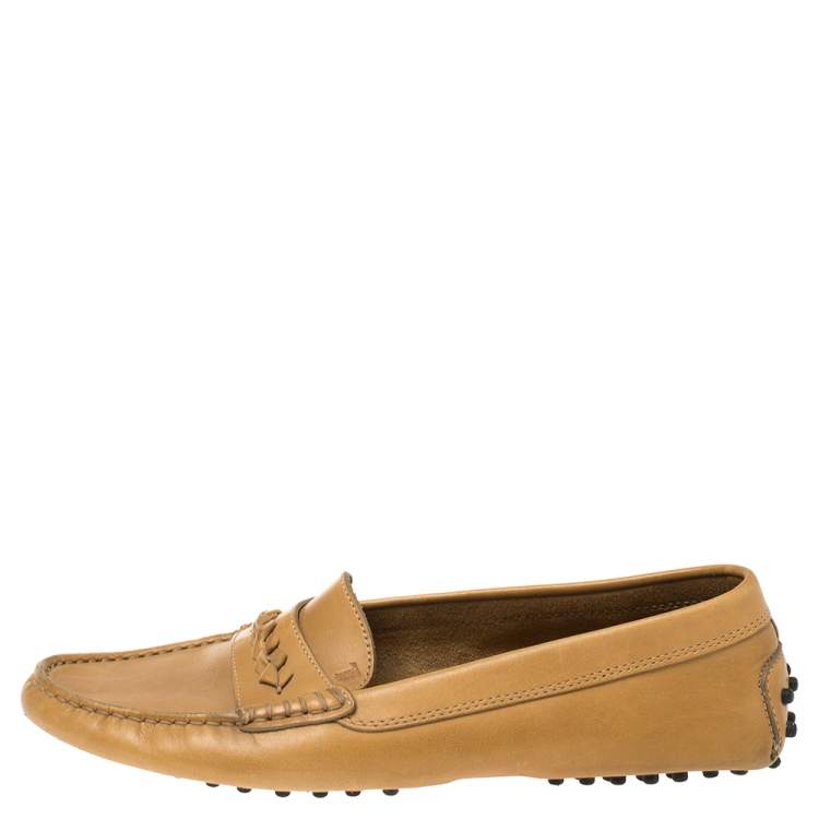 Pre Owned Tod's Tan Leather Loafers Size 39