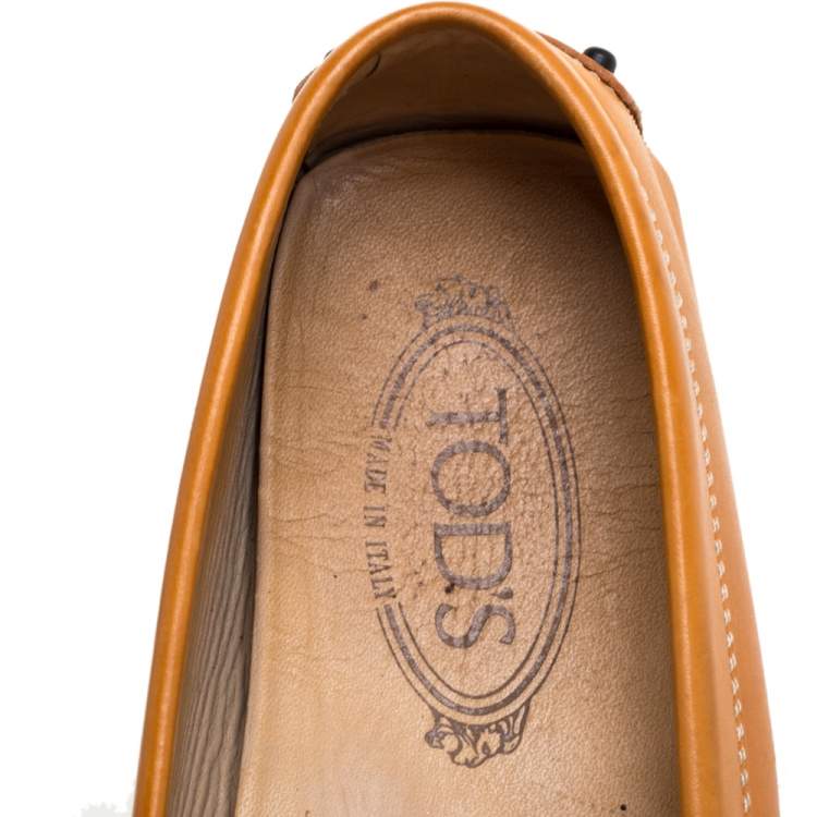 Pre Owned Tod's Orange Leather Penny Slip On Loafers Size 39