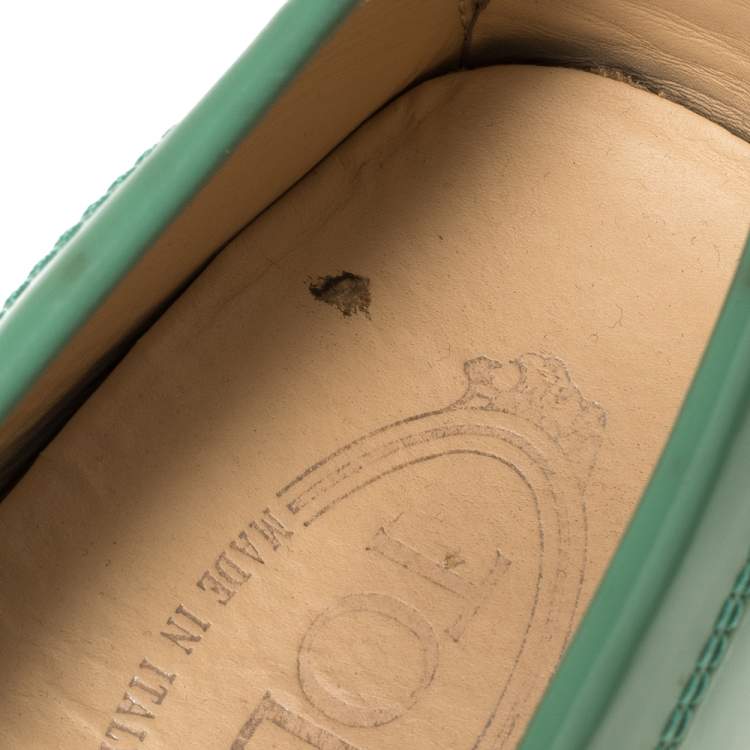 Pre Owned Tod's Neon Green Patent Leather Loafers Size 40