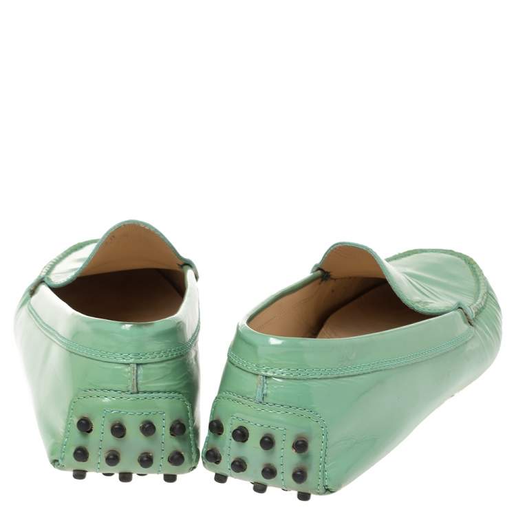 Pre Owned Tod's Neon Green Patent Leather Loafers Size 40
