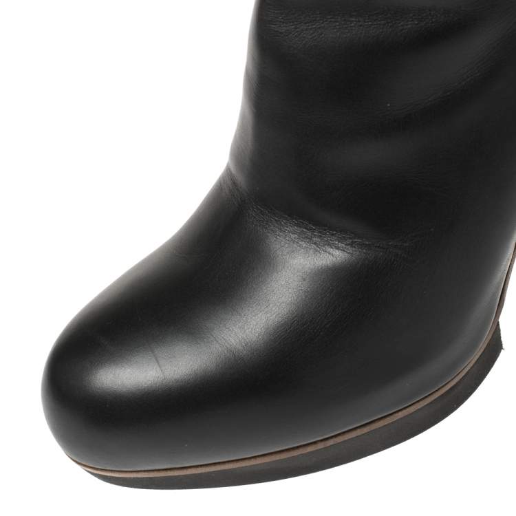 Pre Owned Tod's Black Leather Ankle Boots Size 38.5 
