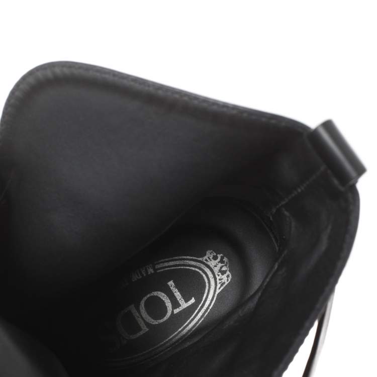 Pre Owned Tod's Black Leather Ankle Boots Size 38.5 