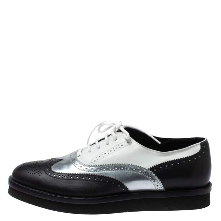 Pre Owned Tod's Tri Color Brogue Leather Lace Up Oxfords Size 38.5