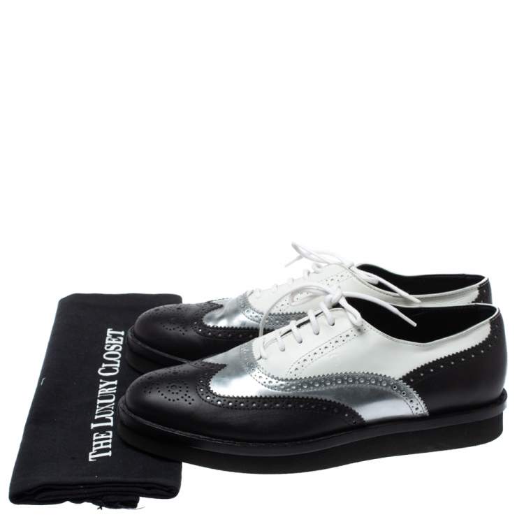 Pre Owned Tod's Tri Color Brogue Leather Lace Up Oxfords Size 38.5