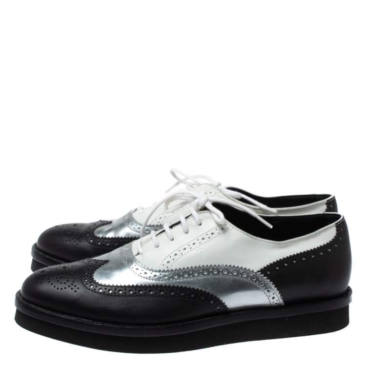 Pre Owned Tod's Tri Color Brogue Leather Lace Up Oxfords Size 38.5