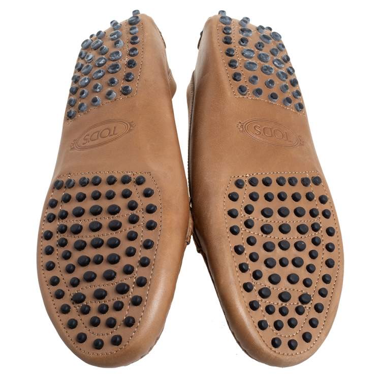 Pre Owned Tod's Brown Leather Slip On Loafers Size 38.5