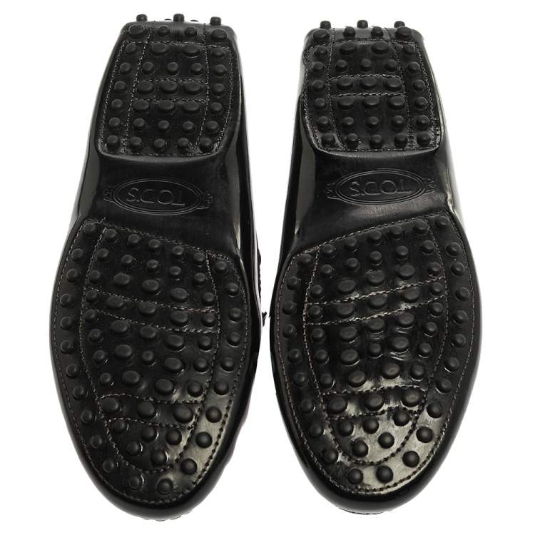 Pre Owned Tod's Black Patent Leather Penny Slip On Loafers Size 37.5