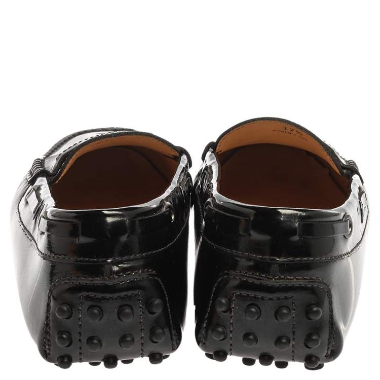 Pre Owned Tod's Black Patent Leather Penny Slip On Loafers Size 37.5