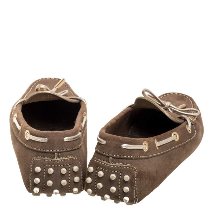 مملوكة مسبقًا Tod's Brown Suede Bow Loafers Size 39