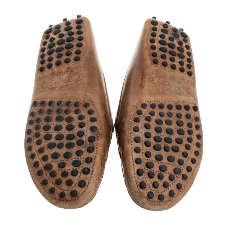 Pre Owned Tod's Brown Leather Penny Slip On Loafers Size 35