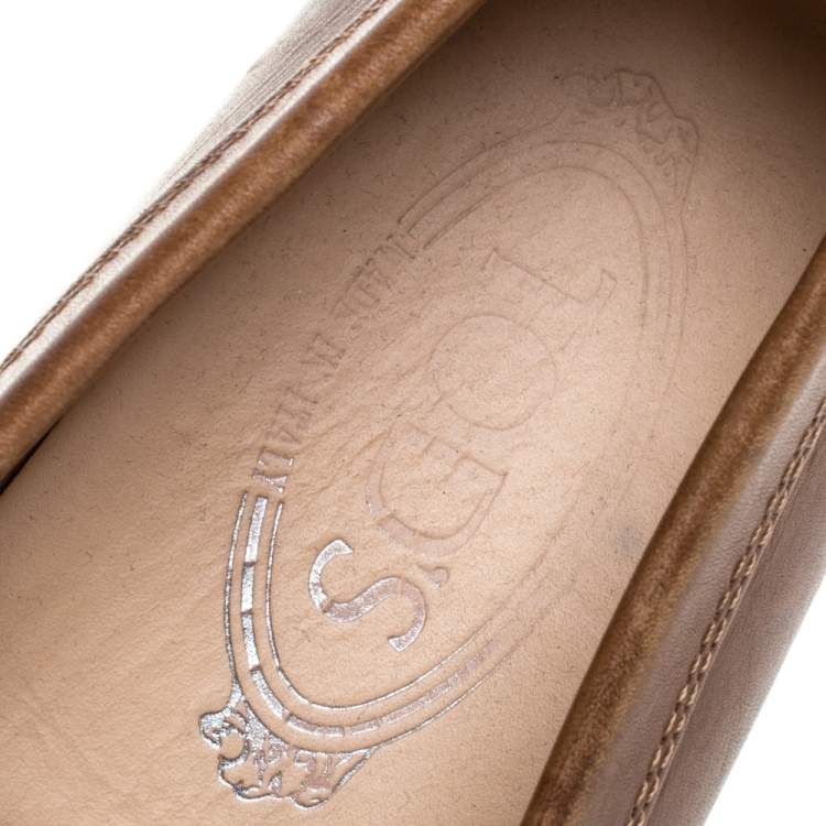 Pre Owned Tod's Brown Leather Penny Slip On Loafers Size 35