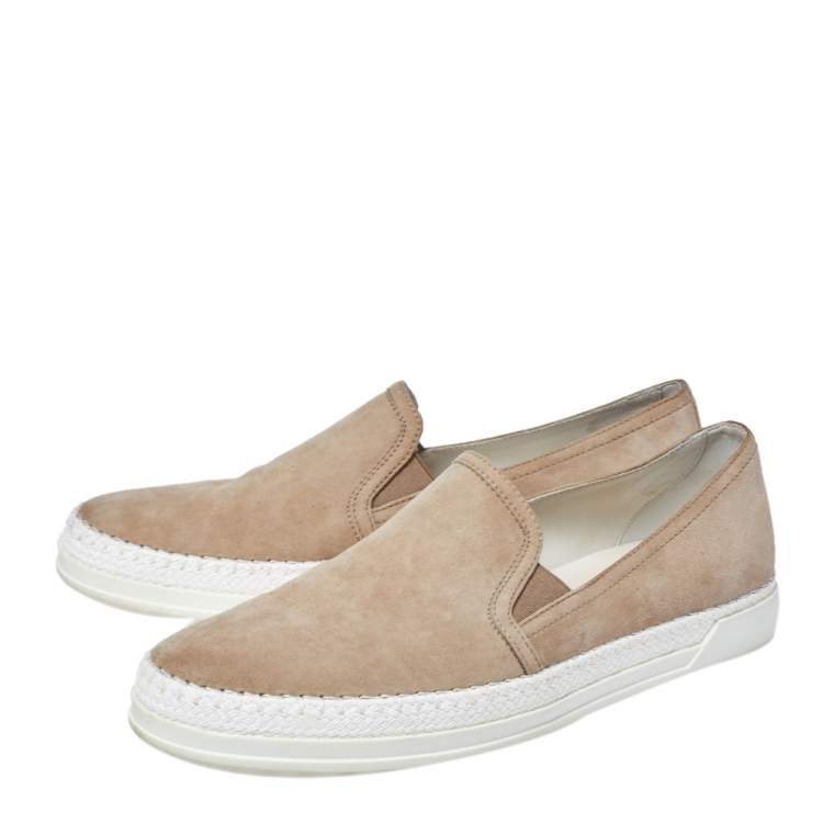 Pre Owned Tod's Beige Suede Espadrille Slip-On Sneakers Size 40