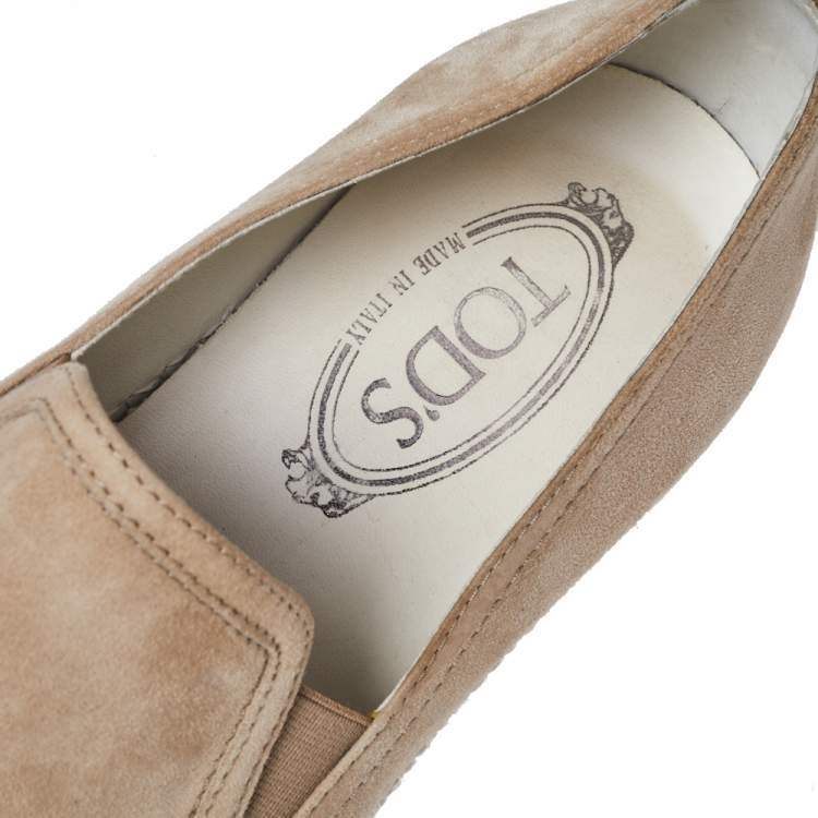 Pre Owned Tod's Beige Suede Espadrille Slip-On Sneakers Size 40