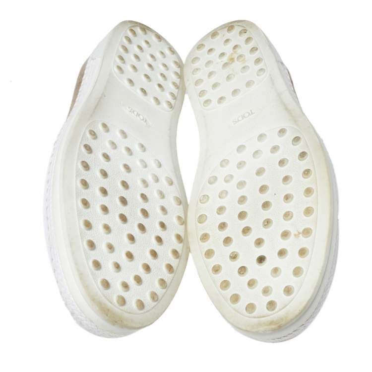 Pre Owned Tod's Beige Suede Espadrille Slip-On Sneakers Size 40