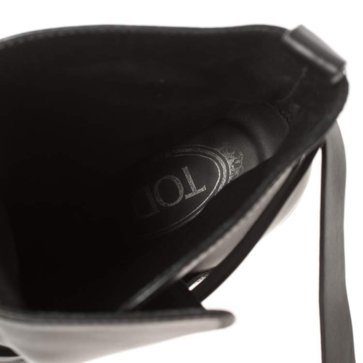 Pre Owned Tod's Black Leather Buckle Strap Platform Ankle Boots Size 41