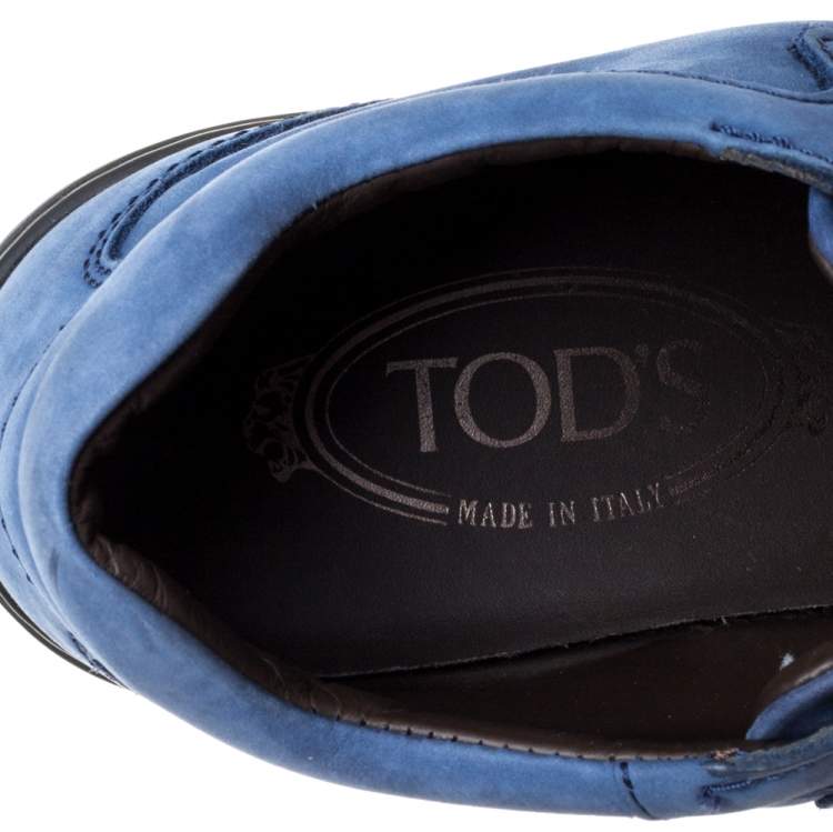 Pre Owned Tod's Blue Suede Low Top Sneakers Size 37