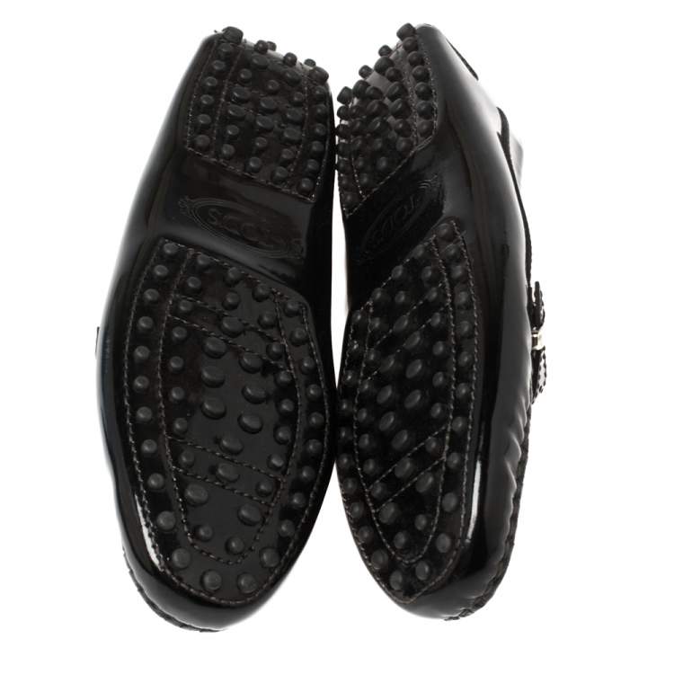 مملوكة مسبقًا Tod's Black Patent Leather Buckle Loafers Size 38