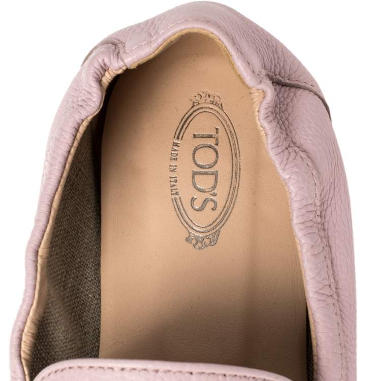 Pre Owned Tod's Pink Leather Double T Loafers Size 40
